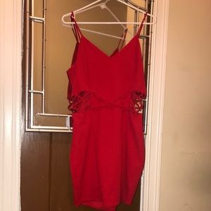 Red cut out mini dress